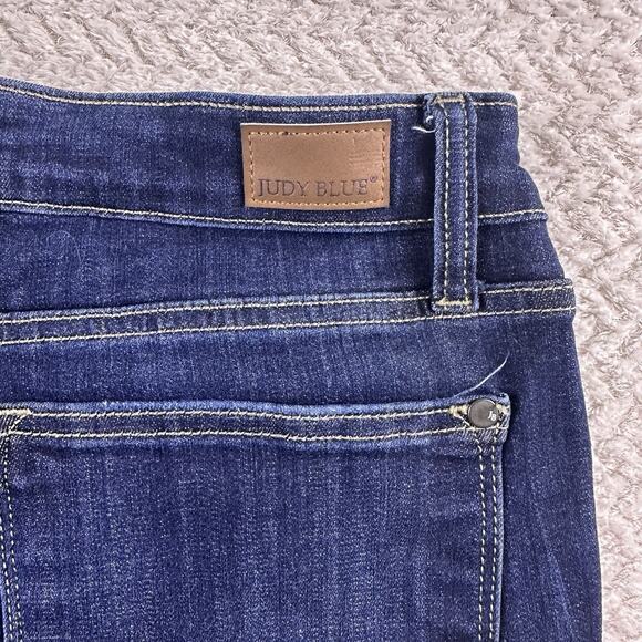 Judy‎ Blue Flare Los Angeles Jeans Womens 11/30 Raw Hem Zip Dark Wash - Picture 6 of 14